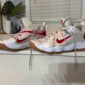 Nike White and Red Sneakers (Volleyball/Court Sneaker)